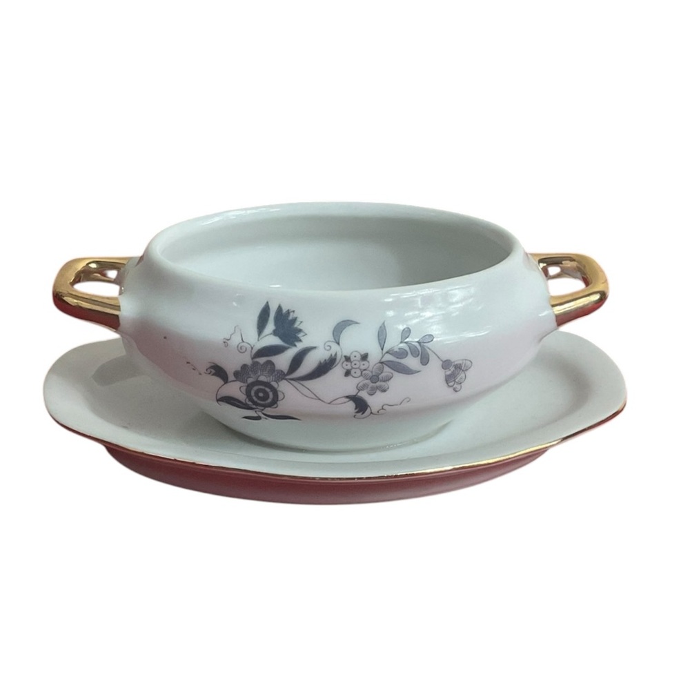 Royal Crown Porcelain Sugar Dish 55/1446 Attached Plate